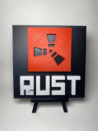 a sign with the word rust on it